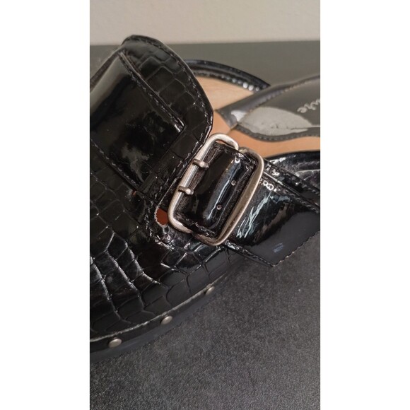 Nurture Black Patent Leather Reptile Pattern Libby Slip Clogs Size 7 US - Picture 7 of 9
